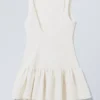 Minivestido sin mangas de sarga – Blanco Minivestido sin mangas de sarga – Blanco
