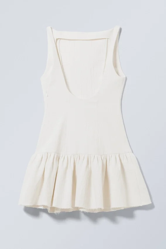 Minivestido sin mangas de sarga – Blanco Minivestido sin mangas de sarga – Blanco