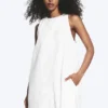 Minivestido sin mangas de sarga de algodón – Blanco Minivestido sin mangas de sarga de algodón – Blanco