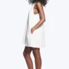 Minivestido sin mangas de sarga de algodón – Blanco Minivestido sin mangas de sarga de algodón – Blanco