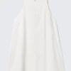 Minivestido sin mangas de sarga de algodón – Blanco Minivestido sin mangas de sarga de algodón – Blanco
