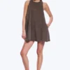 Minivestido sin mangas de sarga de algodón – Marrón oscuro lavado Minivestido sin mangas de sarga de algodón – Marrón oscuro lavado