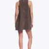 Minivestido sin mangas de sarga de algodón – Marrón oscuro lavado Minivestido sin mangas de sarga de algodón – Marrón oscuro lavado