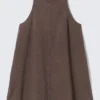 Minivestido sin mangas de sarga de algodón – Marrón oscuro lavado Minivestido sin mangas de sarga de algodón – Marrón oscuro lavado