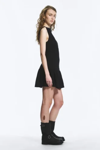 Minivestido sin mangas de sarga – Negro