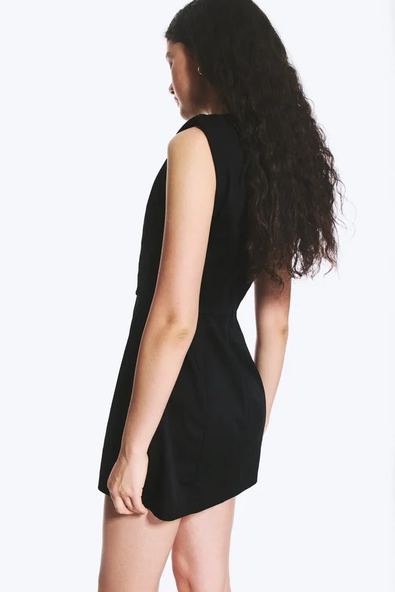 Minivestido sin mangas de sarga – Negro Minivestido sin mangas de sarga – Negro