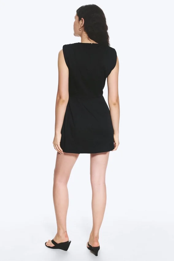 Minivestido sin mangas de sarga – Negro Minivestido sin mangas de sarga – Negro