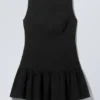Minivestido sin mangas de sarga – Negro
