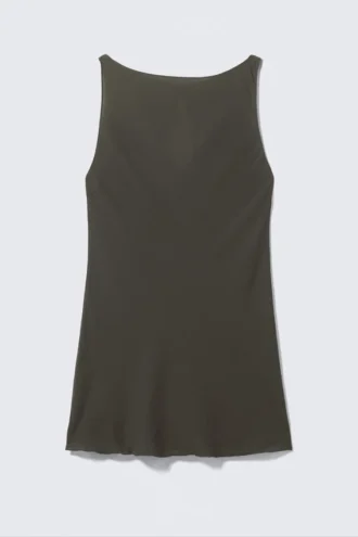 Minivestido sin mangas y con cuello barco, transparente – Gris oscuro