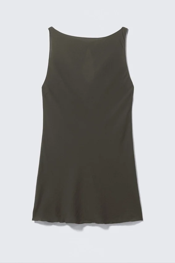 Minivestido sin mangas y con cuello barco, transparente – Gris oscuro Minivestido sin mangas y con cuello barco, transparente – Gris oscuro
