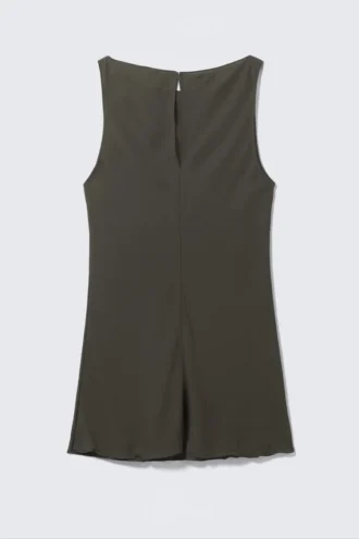 Minivestido sin mangas y con cuello barco, transparente – Gris oscuro