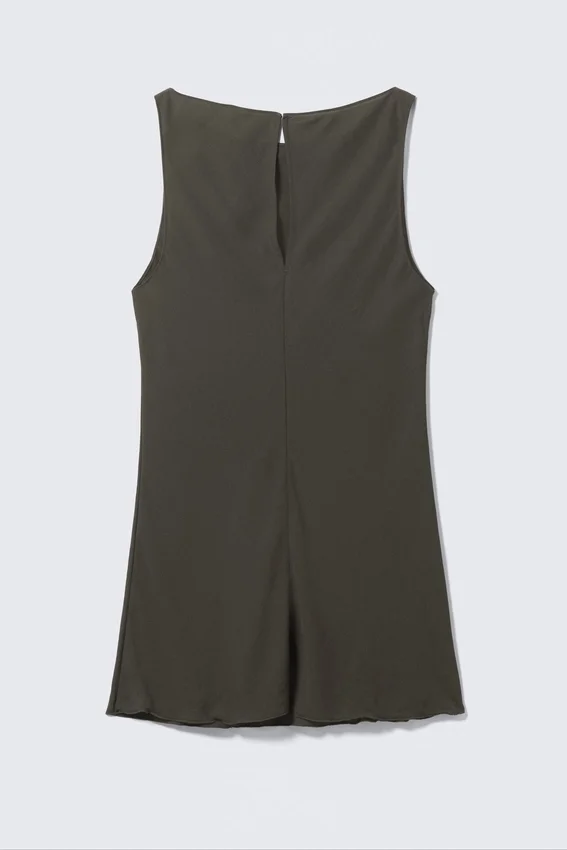 Minivestido sin mangas y con cuello barco, transparente – Gris oscuro Minivestido sin mangas y con cuello barco, transparente – Gris oscuro