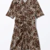 Minivestido tipo camisa de manga corta – Estampado de leopardo Minivestido tipo camisa de manga corta – Estampado de leopardo