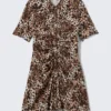 Minivestido tipo camisa de manga corta – Estampado de leopardo Minivestido tipo camisa de manga corta – Estampado de leopardo