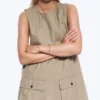 Minivestido tipo pichi de lona de algodón de estilo utilitario – Beige Minivestido tipo pichi de lona de algodón de estilo utilitario – Beige