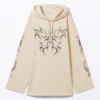 Minivestido tipo sudadera con capucha oversize – Beige claro – Mariposa tribal Minivestido tipo sudadera con capucha oversize – Beige claro – Mariposa tribal