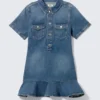 Minivestido túnica de denim – Azul atardecer – Azul oscuro