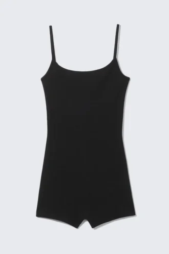 Mono ajustado de canalé – Negro