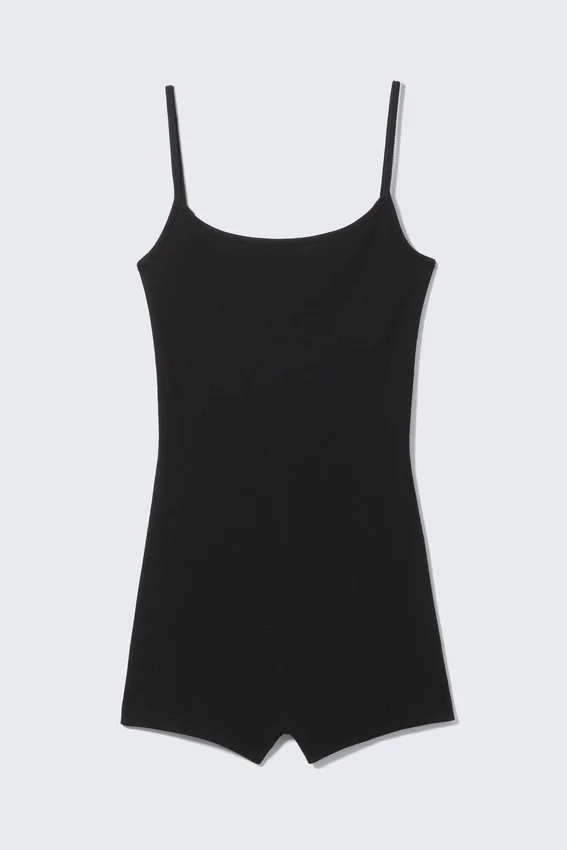 Mono ajustado de canalé – Negro Mono ajustado de canalé – Negro