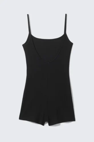 Mono ajustado de canalé – Negro