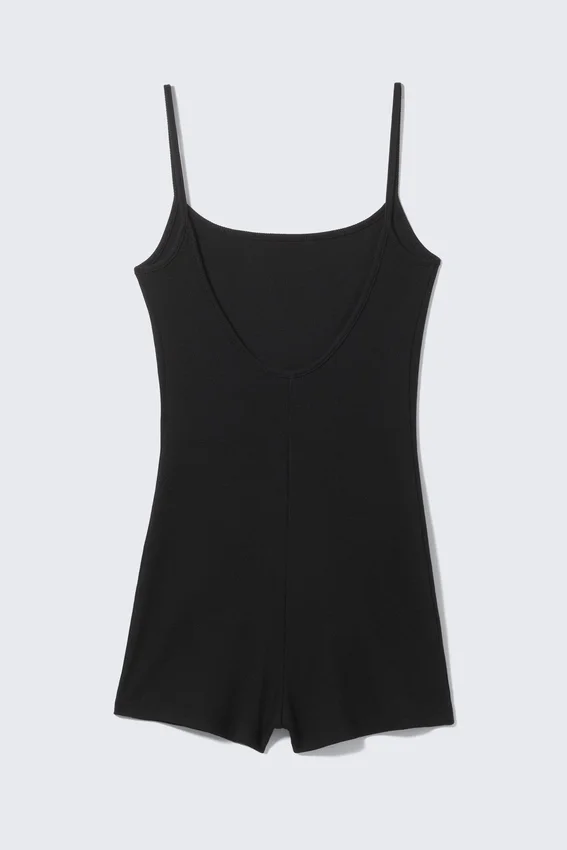 Mono ajustado de canalé – Negro Mono ajustado de canalé – Negro