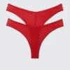 Pack de 2 braguitas brasileñas de malla de talle medio – Rojo brillante