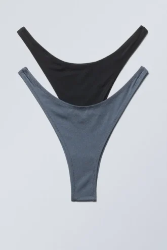 Pack de 2 braguitas de bikini brasileñas mini – Negro y azul brillante
