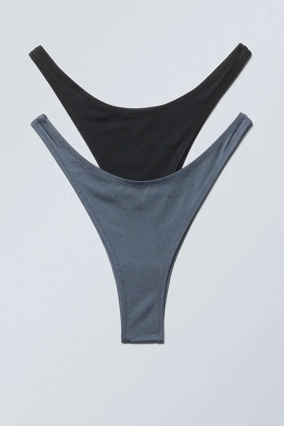 Pack de 2 braguitas de bikini brasileñas mini – Negro y azul brillante Pack de 2 braguitas de bikini brasileñas mini – Negro y azul brillante