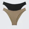 Pack de 2 braguitas de bikini con corte redondeado – Negro y beige Pack de 2 braguitas de bikini con corte redondeado – Negro y beige