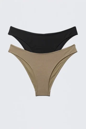 Pack de 2 braguitas de bikini con corte redondeado – Negro y beige