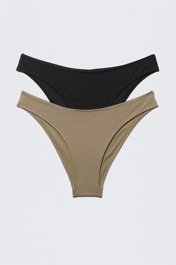 Pack de 2 braguitas de bikini con corte redondeado – Negro y beige Pack de 2 braguitas de bikini con corte redondeado – Negro y beige