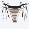 Pack de 2 braguitas de bikini con lazos – Negro + Rayas marrón/blanco Pack de 2 braguitas de bikini con lazos – Negro + Rayas marrón/blanco