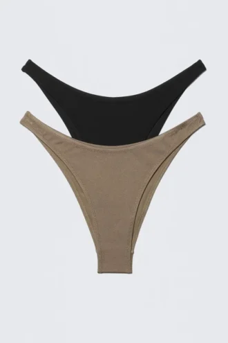 Pack de 2 braguitas de bikini mini brasileñas – Negro y lunares