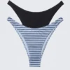 Pack de 2 braguitas de bikini mini brasileñas – Rayas negras y azules Pack de 2 braguitas de bikini mini brasileñas – Rayas negras y azules