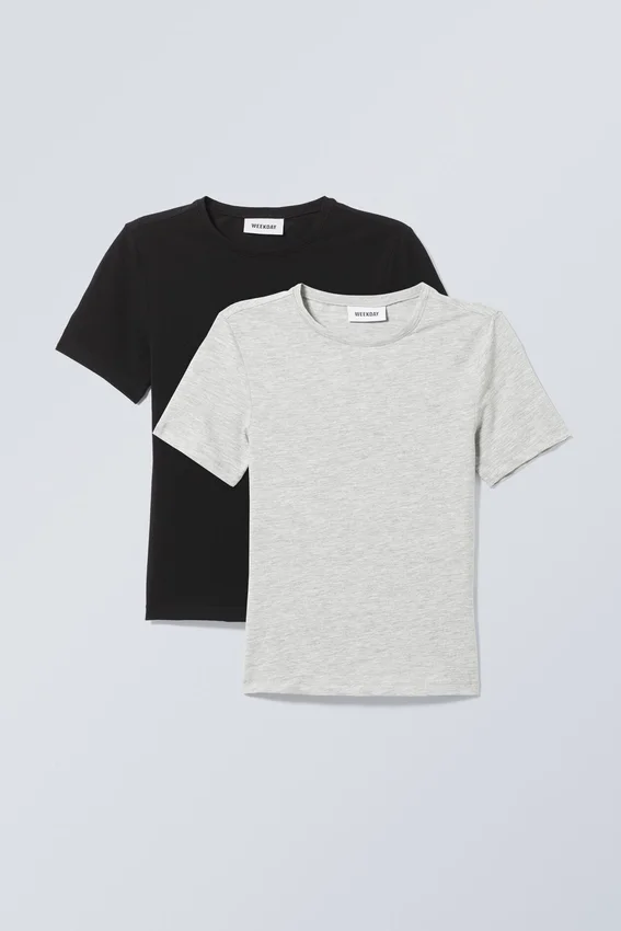 Pack de 2 camisetas de corte ajustado – Negro Pack de 2 camisetas de corte ajustado – Negro