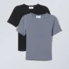 Pack de 2 camisetas de corte ajustado – Negro Pack de 2 camisetas de corte ajustado – Negro