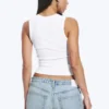 Pack de 2 camisetas de tirantes de cuello en V acanaladas – Blanco
