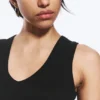 Pack de 2 camisetas de tirantes de cuello en V acanaladas – Negro