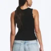 Pack de 2 camisetas de tirantes de cuello en V acanaladas – Negro