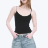 Pack de 2 camisetas sin mangas de algodón con cuello en V ajustado – Negro Pack de 2 camisetas sin mangas de algodón con cuello en V ajustado – Negro