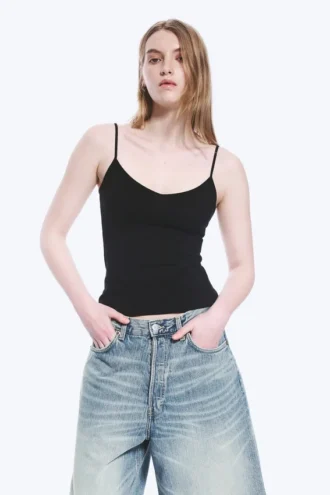 Pack de 2 camisetas sin mangas de algodón con cuello en V ajustado – Negro