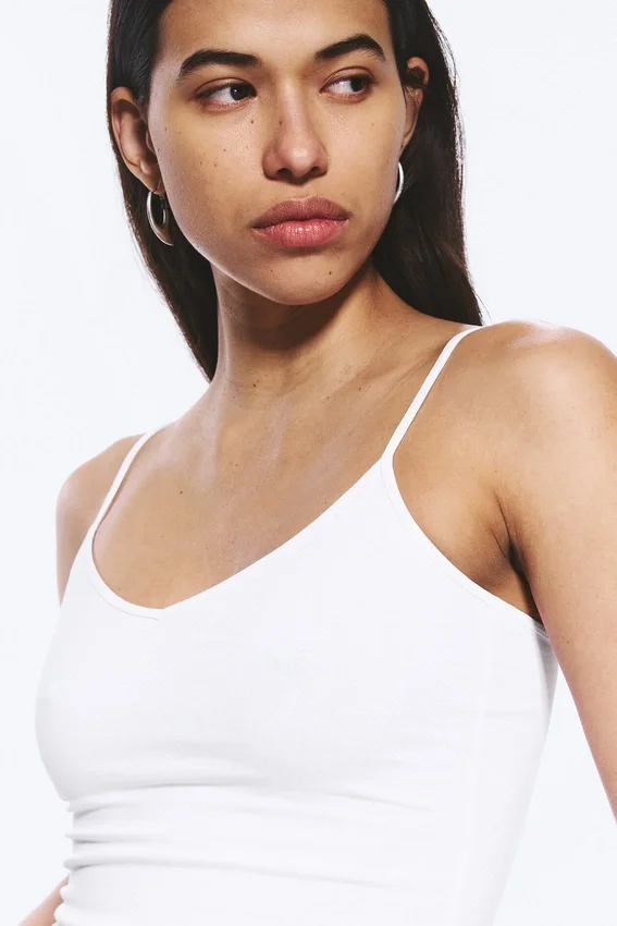 Pack de 2 camisetas sin mangas de algodón con cuello en V y corte entallado – Blanco Pack de 2 camisetas sin mangas de algodón con cuello en V y corte entallado – Blanco