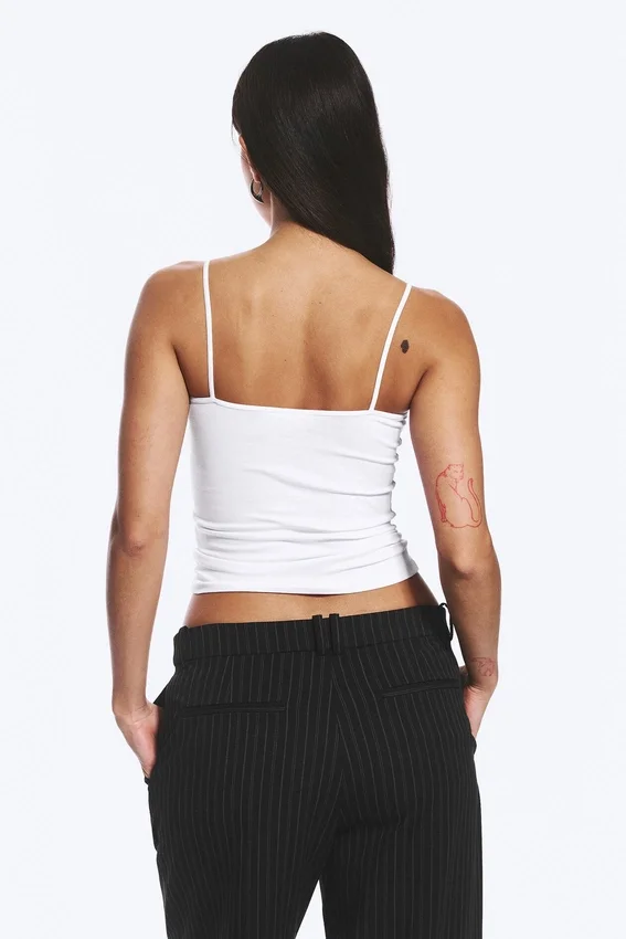 Pack de 2 camisetas sin mangas de algodón con cuello en V y corte entallado – Blanco Pack de 2 camisetas sin mangas de algodón con cuello en V y corte entallado – Blanco