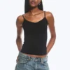 Pack de 2 camisetas sin mangas de algodón de corte ajustado con cuello en V – Rosa empolvado claro/Negro