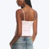 Pack de 2 camisetas sin mangas de algodón de corte ajustado con cuello en V – Rosa empolvado claro/Negro