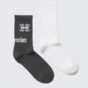 Pack de 2 pares de calcetines acanalados con estampados: blanco liso y gris con estampados Pack de 2 pares de calcetines acanalados con estampados: blanco liso y gris con estampados