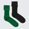 Pack de 2 pares de calcetines cortos con borde festoneado – Negro y verde Pack de 2 pares de calcetines cortos con borde festoneado – Negro y verde