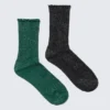 Pack de 2 pares de calcetines cortos con volantes y purpurina – Verde y negro – Purpurina Pack de 2 pares de calcetines cortos con volantes y purpurina – Verde y negro – Purpurina