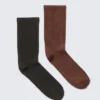 Pack de 2 pares de calcetines cortos lavados – Negro y rojo Pack de 2 pares de calcetines cortos lavados – Negro y rojo