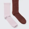 Pack de 2 pares de calcetines cortos lavados – Rosa claro/Óxido Pack de 2 pares de calcetines cortos lavados – Rosa claro/Óxido